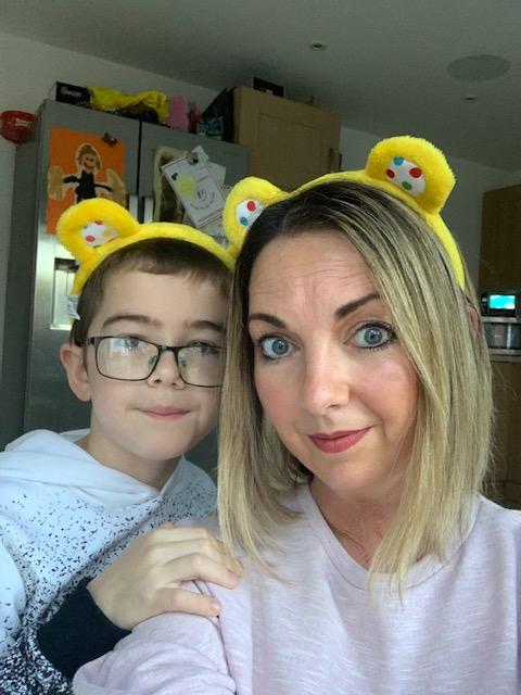 Mrs Bardell and Jack ready for Children in Need day 2020