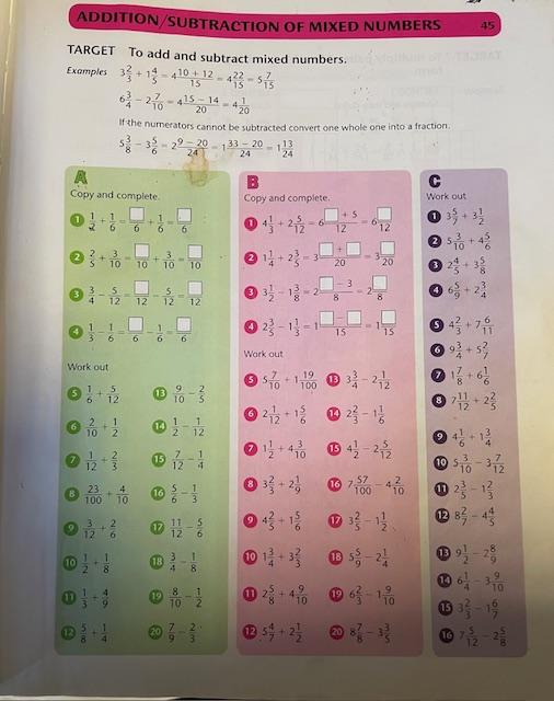 Choose the section you feel you are able to work confidently with